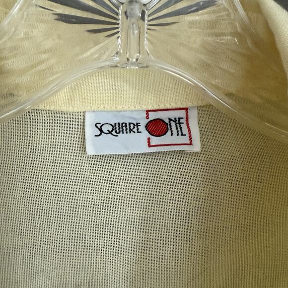 Vintage Square One Button-Up Shirt Butter Yellow Rainbow Embroidery Women Sz M/L - Picture 6 of 14